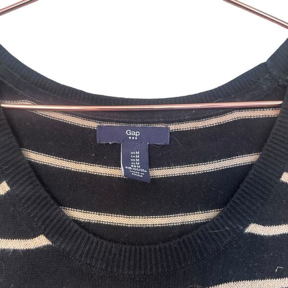 Gap factory 3/4 Sleeve 100% Cotton Black and Tan Striped Sweater - Picture 5 of 6
